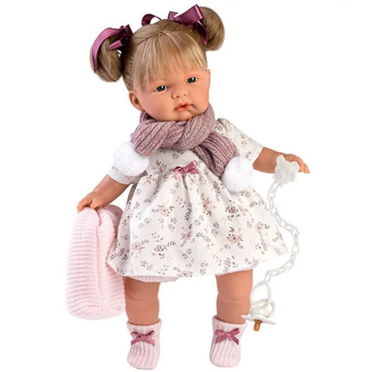 Llorens: Joelle síró baba kardigánban 38cm-es