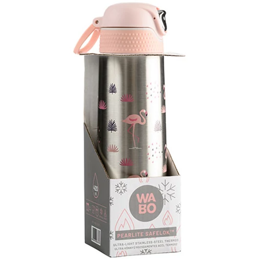 Nebulo: Wabo ezüst flamingós acél termosz 450ml