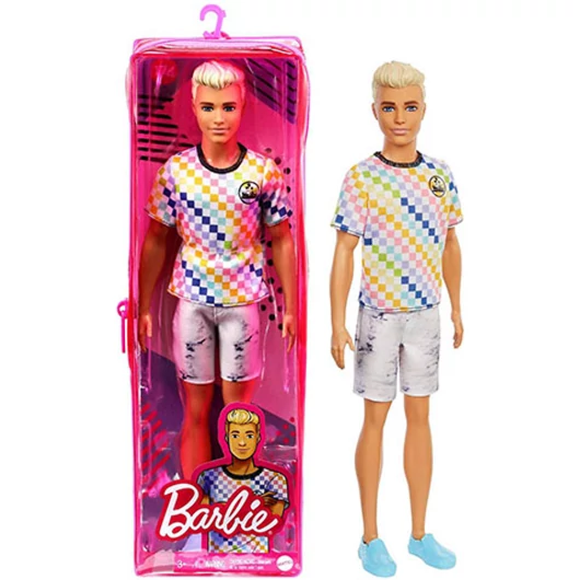 Barbie Fashionista fiú baba kockás felsőben - Mattel