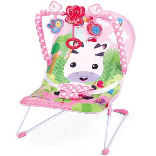 Rezgő és zenélő pihenőszék pink színben zebra mintával