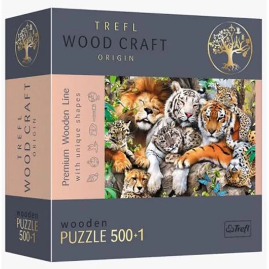Wood Craft: Vadmacskák a dzsungelben fa puzzle 500+1db-os - Trefl