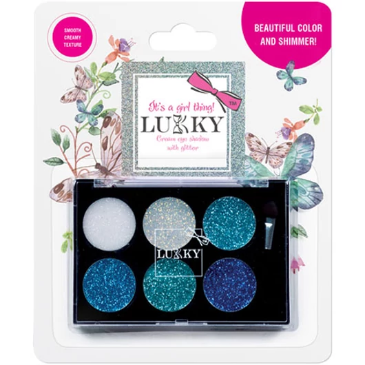 Lukky: Krémes szemhéjfesték csillámmal - kék árnyalatok