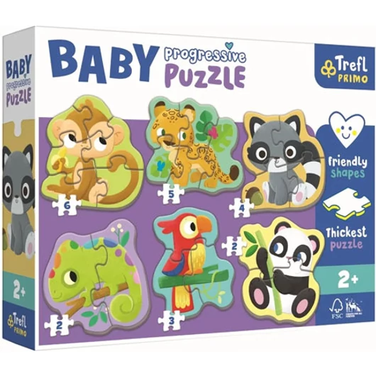 Egzotikus állatok 6 az 1-ben Baby Progressiv puzzle - Trefl
