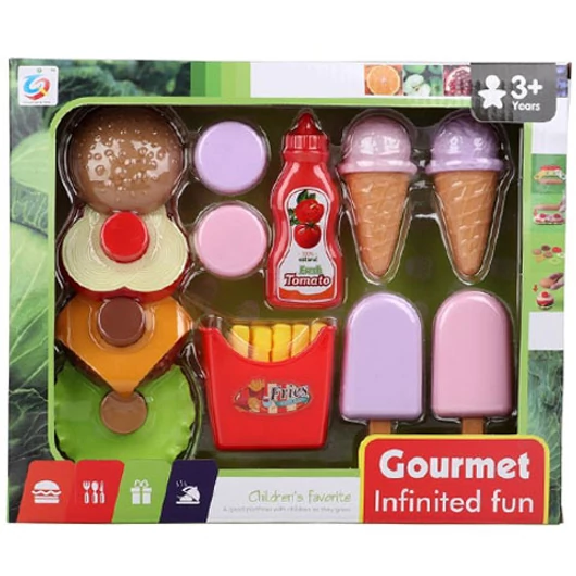 Gourmet hamburgeres élelmiszer játékszett jégkrémmel