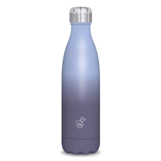 Világoskék-lila duplafalú fémkulacs 500ml