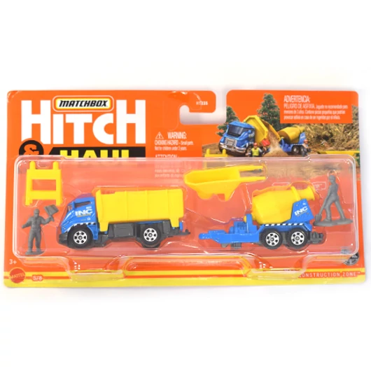 Matchbox: Utánfutós Construction Zone kisautó szett kiegészítőkkel - Mattel