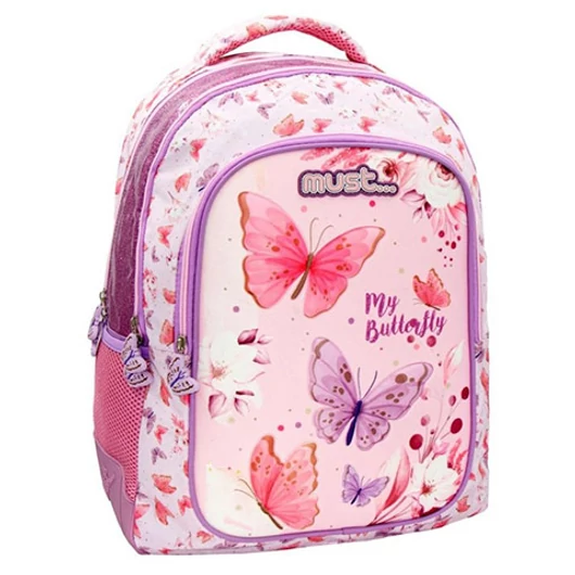 Must Pillangó 3 rekeszes 3D-s iskolatáska, hátizsák 32x18x43cm