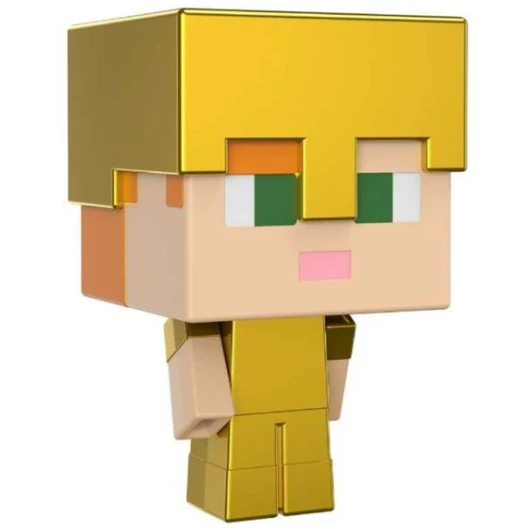 Minecraft Mob Head Minis: Nagyfejű Alex aranypáncélban mini figura - Mattel