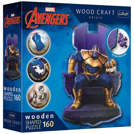 Wood Craft: Marvel Bosszúállók - Thanos a trónon 160 db-os prémium fa puzzle - Trefl