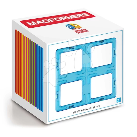 Kiegészítő mágneses építőjátékhoz Super négyzet Square Set Magformers 12 részes 3 évtől MGF2161
