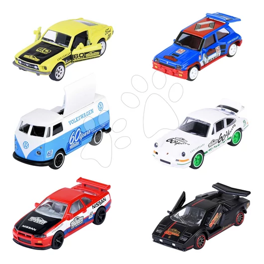 Kisautó Anniversary Edition Deluxe Majorette fém gumi kerekekkel és gyűjtői boxban 7,5 cm hosszú 6 különböző fajta