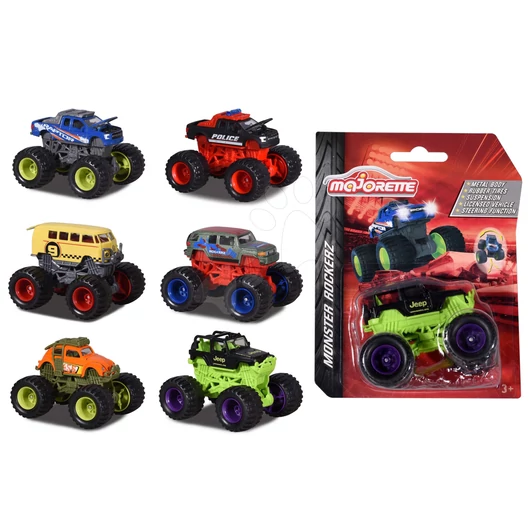 Kisautó Monster Rockerz Majorette független gumikerekekkel 7,5 cm hosszú 6 különböző fajta