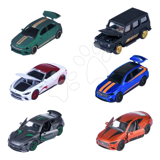 Kisautó Mercedes-AMG Deluxe Majorette fém 6 különböző fajta gyűjtői box-ban 7,5 cm hosszú 1:64 3 évtől MJ2101000