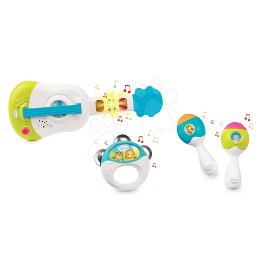 Hangszerek Cotoons Smoby elektronikus ukulele cintányér és maracas