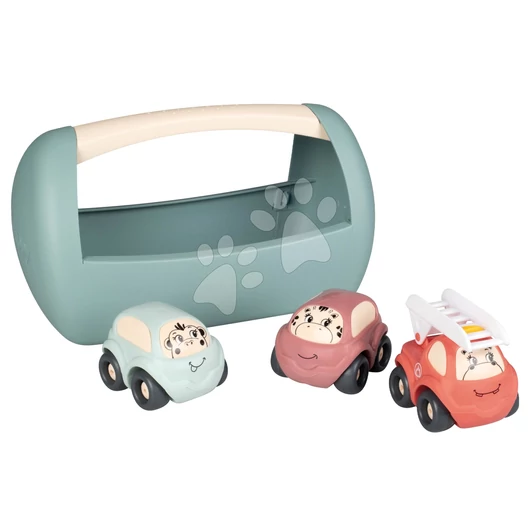 Szerszámos láda kisautókkal Vehicles Little Smoby három állatkás közlekedési eszköz 12 hó-tól