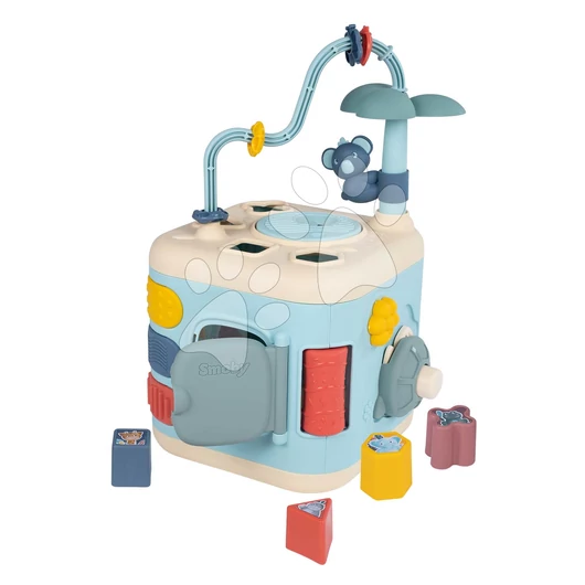 Készségfejlesztő kocka Explor Cube Little Smoby finom motorika fejlesztésére 5 oldal és 13 funkció hanggal 12 hó-tól