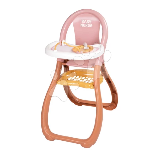 Etetőszék színes karikákkal Highchair Soft Baby Nurse Smoby kanállal és tányérral 42 cm játék babának 18 hó-tól