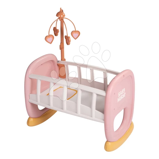 Bölcső kiságyforgóval Baby´s Cot Soft Baby Nurse Smoby 42 cm játékbabának 18 hó-tól