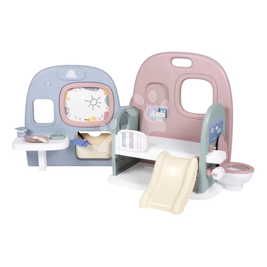 Babaház 5 játékzónával Baby Care Childcare Center Smoby összecsukható és hordozható 6 kiegészítővel