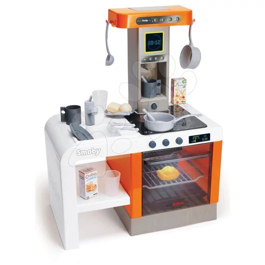 Játékkonyha Tefal Cheftronic Orange Smoby elektronikus hanggal fénnyel és 20 kiegészítővel 62 cm magas
