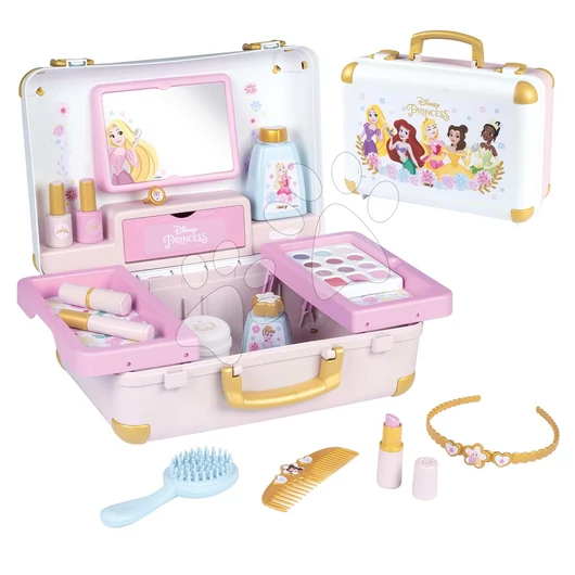 Pipere koffer Disney Princess Beauty Vanity Smoby fodrászat szépség szalon és köröm stúdió 13 kiegészítővel 3 évtől
