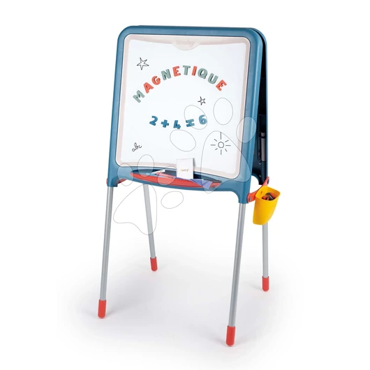 Fém rajztábla krétára és mágnesekre Metal Board Smoby kétoldalas tárolórésszel és 80 kiegészítővel 105 cm magas SM410308