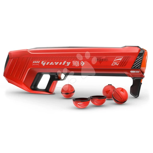 Vodný granátomet s farebným LED displejom SpyraGravity Blue Spyra s integrovanou batériou s USB-C nabíjaním a 4 vodné granáty s dostrelom 16 m SPGR1B
