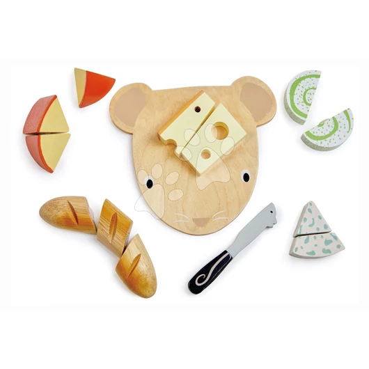 Fa vágódeszka sajttal Cheese Chopping Board Tender Leaf Toys késsel a szeleteléshez 24 hó-tól