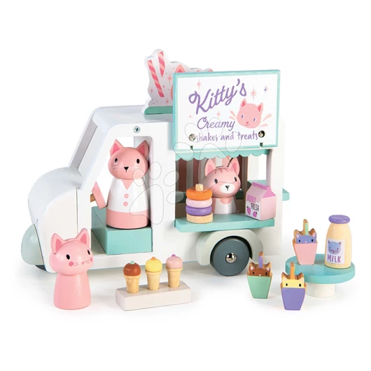 Fa kisautó tejbárral Kitty´s Milkshake Van Tender Leaf Toys 3 macska figurával