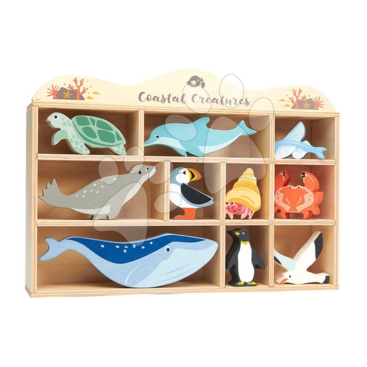 Fa tengeri állatok polcon 10 drb Coastal set Tender Leaf Toys 