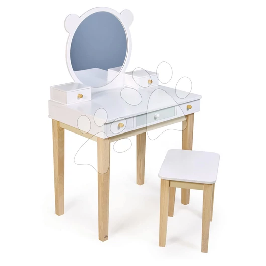 Fa pipere asztal kisszékkel Forest Dressing Table Tender Leaf Toys; tükör és 5 fiók