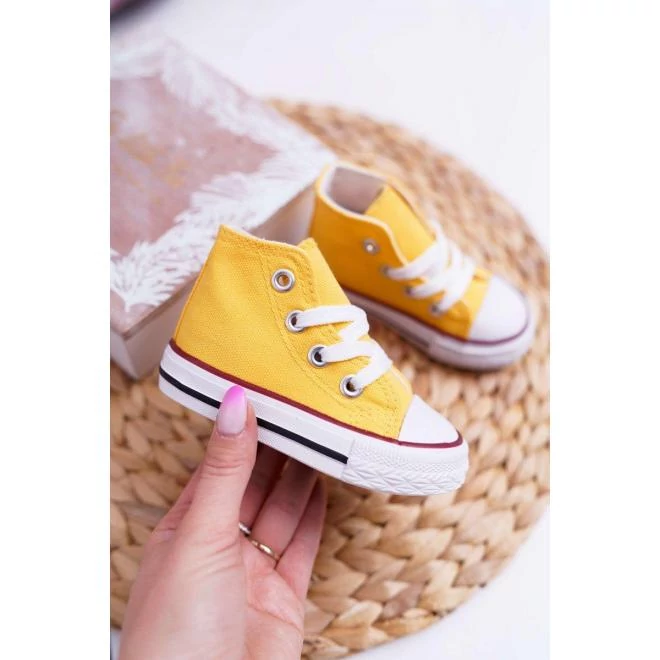 Sárga színű gyermek magas tornacipő