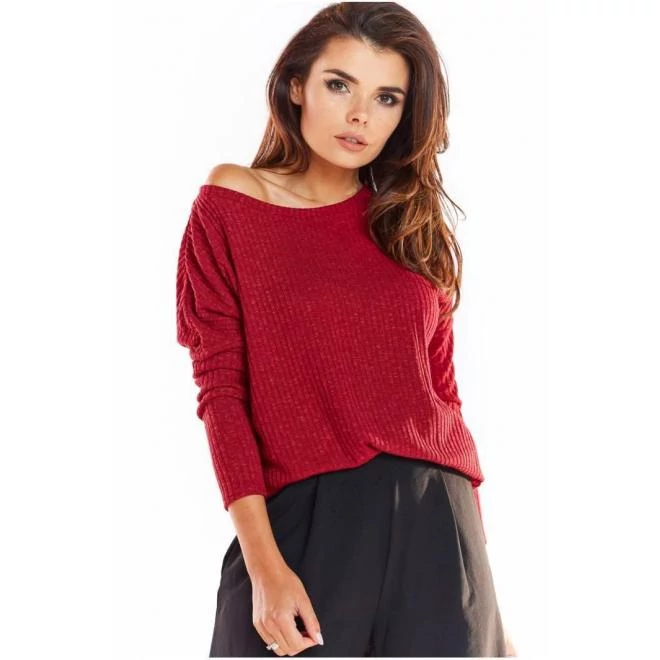 Klasszikus bordó, hosszú ujjú női szvetter