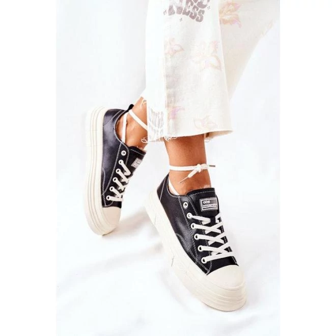 Fekete, meleg, platformos tornacipő, hölgyeknek