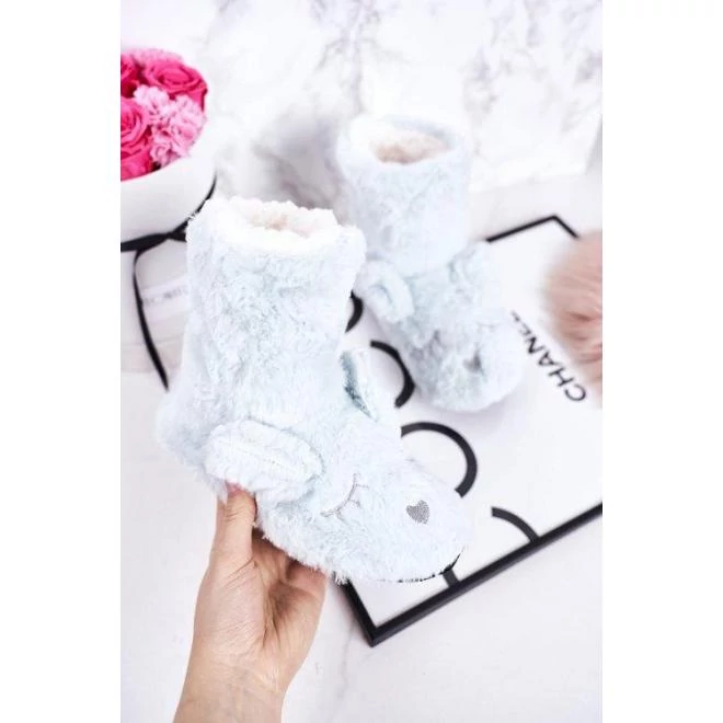 Bélelt gyerekpapucs kék színben