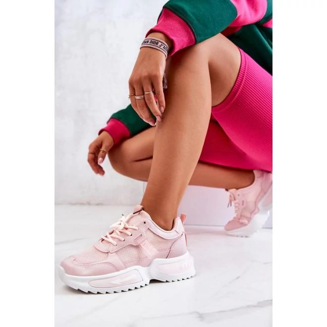 Rózsaszín, platformos női tornacipő