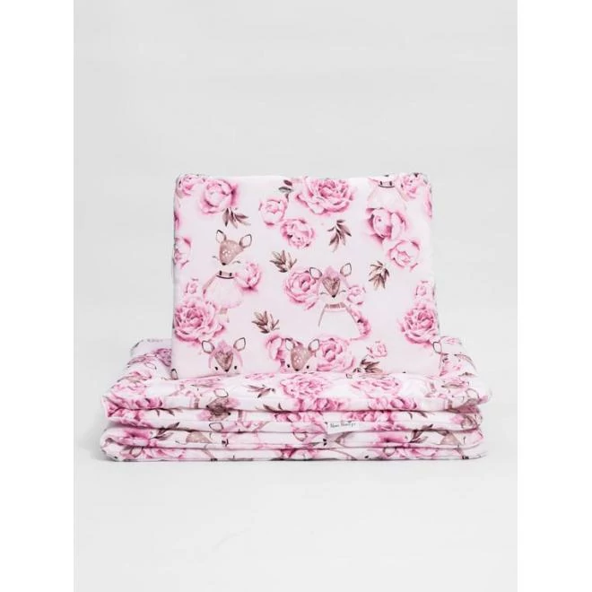 Pamut kiságy szett, szarvas és virág motívummal