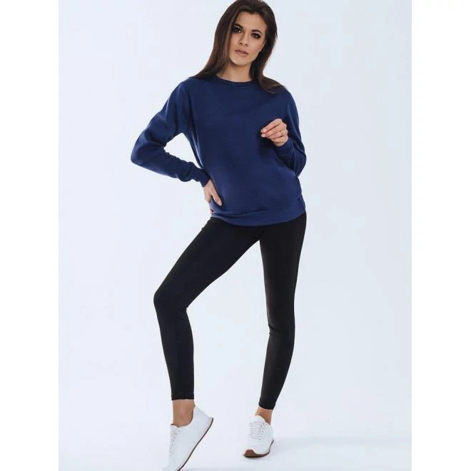 Klasszikus női pulóver kék színben, kapucni nélkül