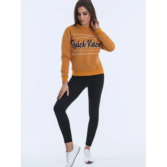 Klasszikus női pulóver sárga színben mintával