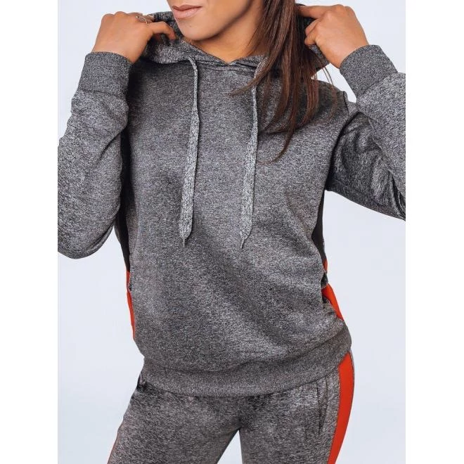Sötétszürke kapucnis sportpulóver hölgyeknek