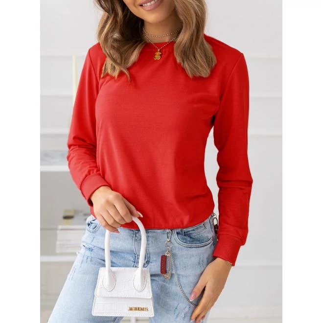 Piros női pulóver kapucni nélkül