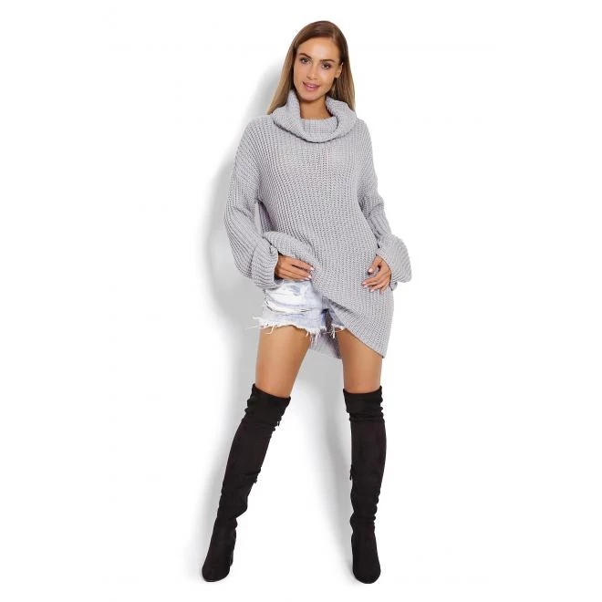 Női szürke oversize garbó, szélesített ujjakkal