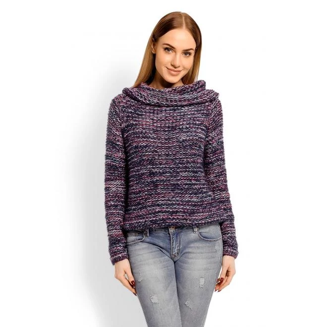 Sötétkék gyapjú garbó hölgyeknek