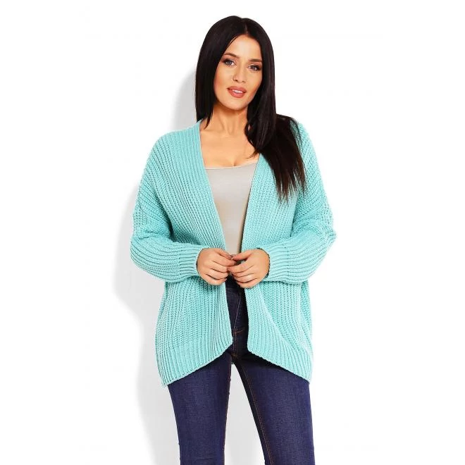 Női menta színű vastagabb kardigán rögzítés nélkül