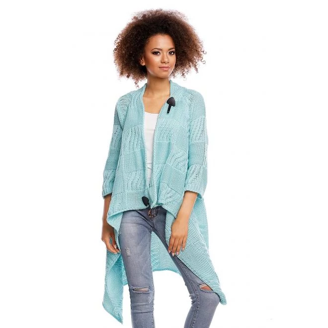 Női menta színű hosszú kardigán rögzítéssel