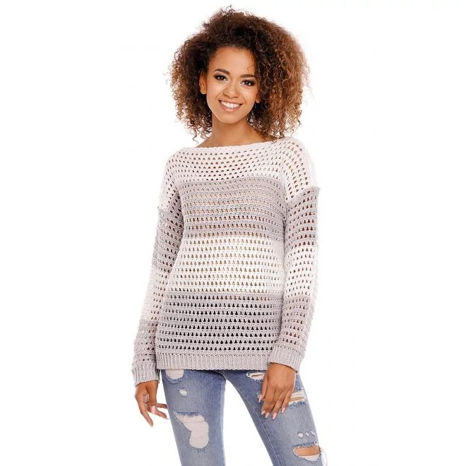 Szürke kötött női pulóver