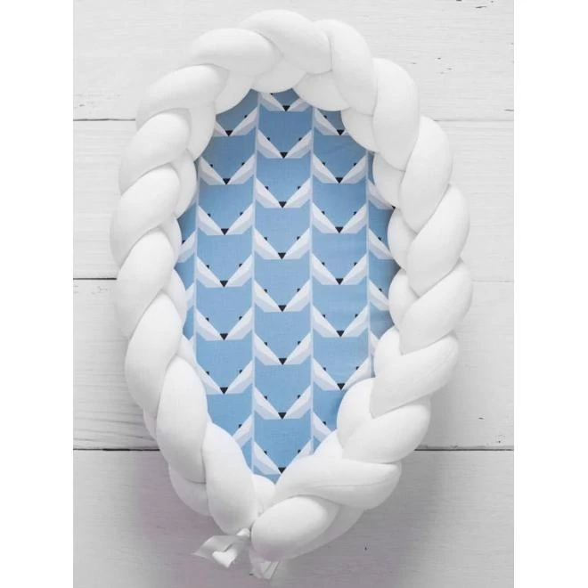 Fonott babafészek, 2 az 1-ben - fehér / rókák