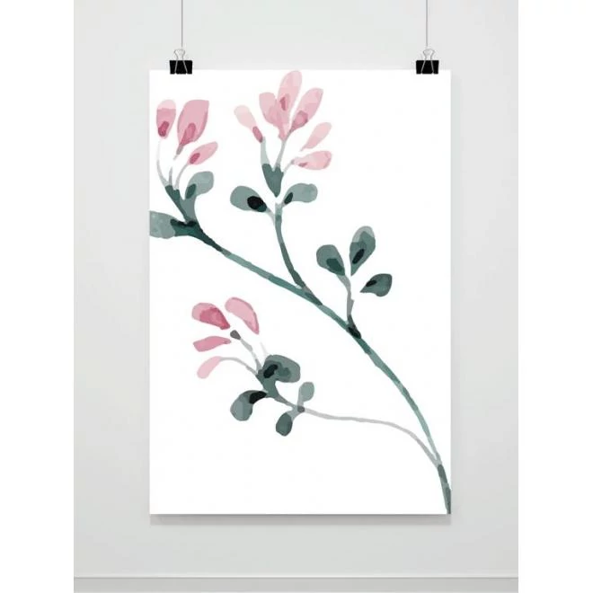 Fehér fali plakát, virág motívummal