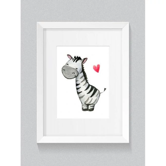 Fehér függő poszter, zebra motívummal