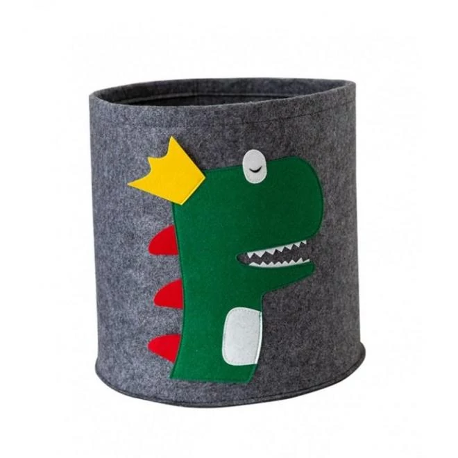 Filc játéktároló kosár, dínóval